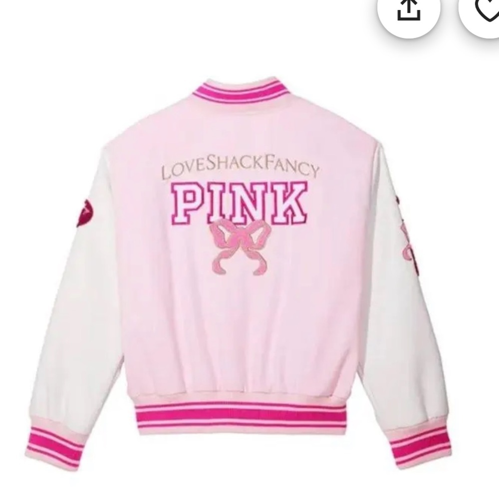 PINK x LoveShackFancy Reissued Boyfriend Varsity Jacket